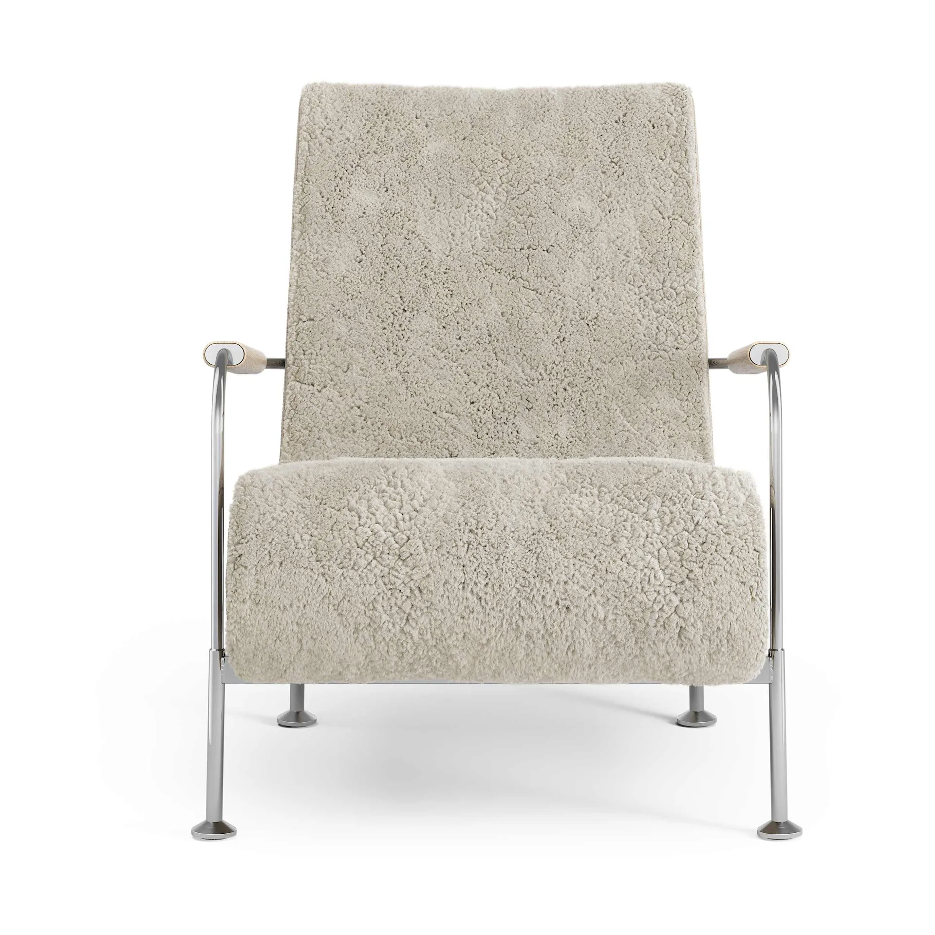 Serpentine armchair, Sheepskin Moonlight-chrome Swedese