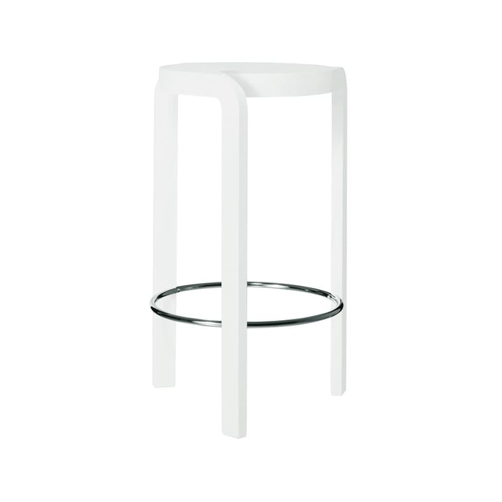 Spin barstool - Ash white glaze, foot ring in chrome - Swedese