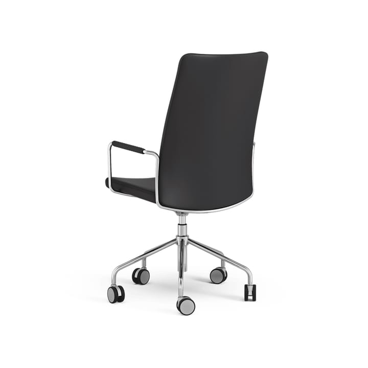 Stella high office chair can be raised/lowered without tilting - Leather elmosoft 99999 black, chrome, adjustable seat height - Swedese