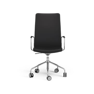 Stella high office chair can be raised/lowered without tilting - Leather elmosoft 99999 black, chrome, adjustable seat height - Swedese
