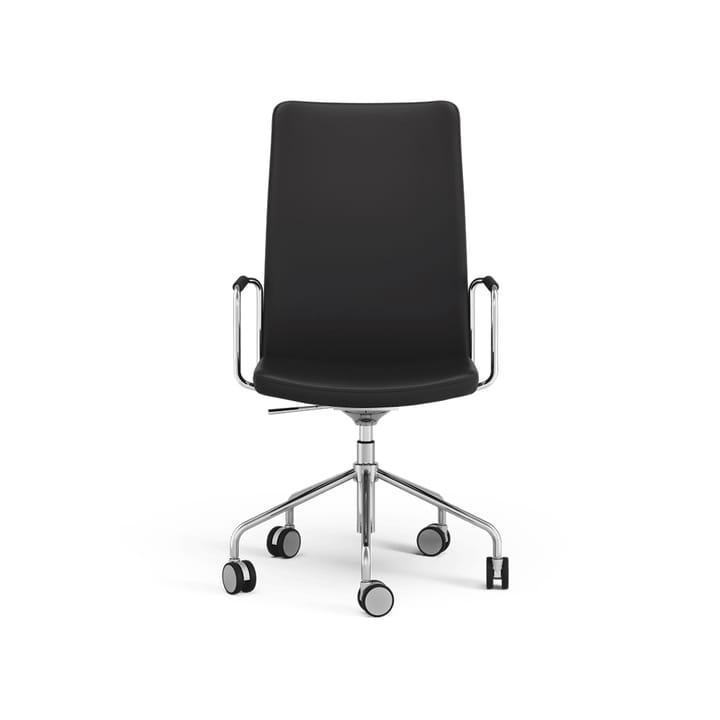 Stella high office chair can be raised/lowered without tilting - Leather elmosoft 99999 black, chrome, adjustable seat height - Swedese