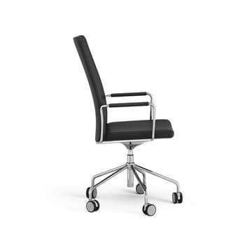 Stella high office chair can be raised/lowered without tilting - Leather elmosoft 99999 black, chrome, adjustable seat height - Swedese