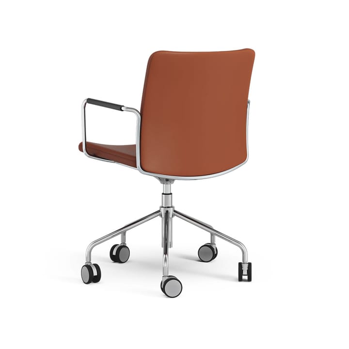 Stella office chair adjustable, Leather elmosoft 33004 brown, chrome, without flexible back Swedese