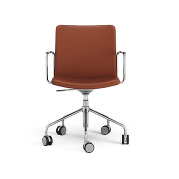 Stella office chair can be raised/lowered with tilt - Leather elmosoft 33004 brown, chrome - Swedese