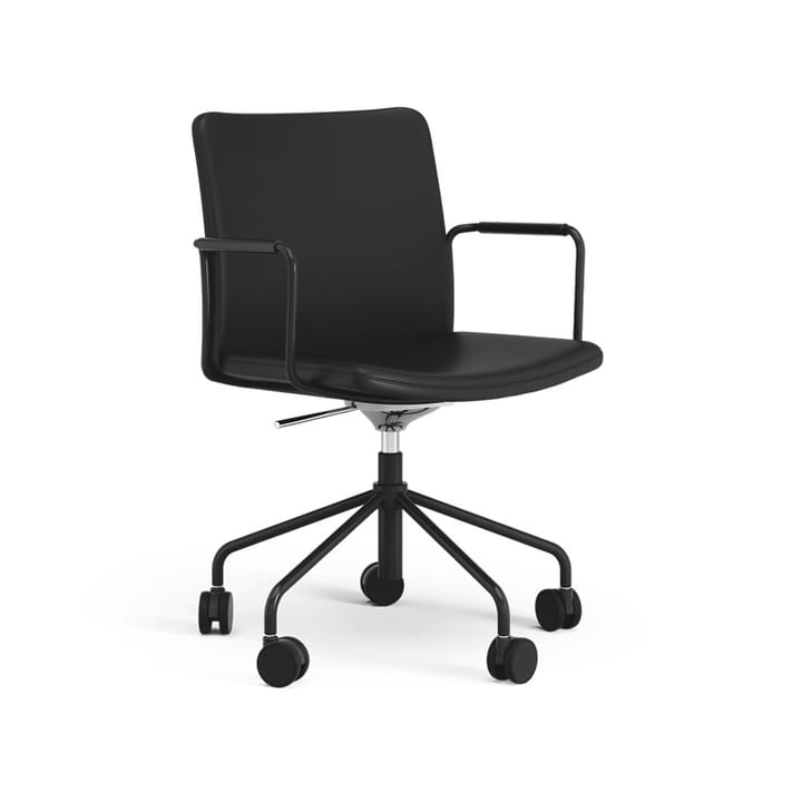 Stella office chair can be raised/lowered with tilt - Leather elmosoft 99999 black, black stand, flexible back - Swedese