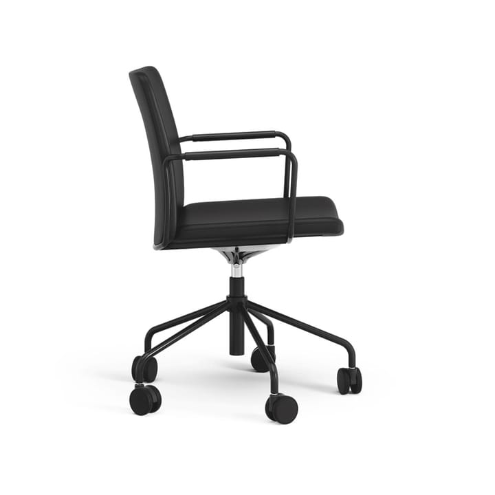 Stella office chair can be raised/lowered with tilt - Leather elmosoft 99999 black, black stand, flexible back - Swedese