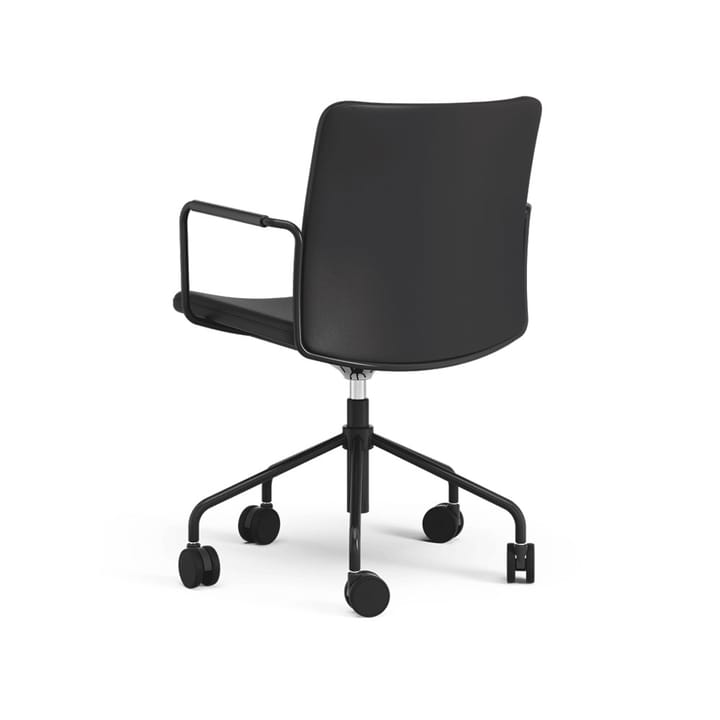 Stella office chair can be raised/lowered with tilt - Leather elmosoft 99999 black, black stand, flexible back - Swedese