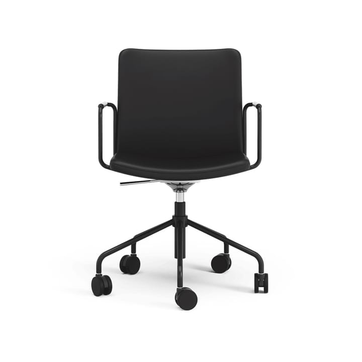 Stella office chair can be raised/lowered with tilt, Leather elmosoft 99999 black, black stand, flexible back Swedese