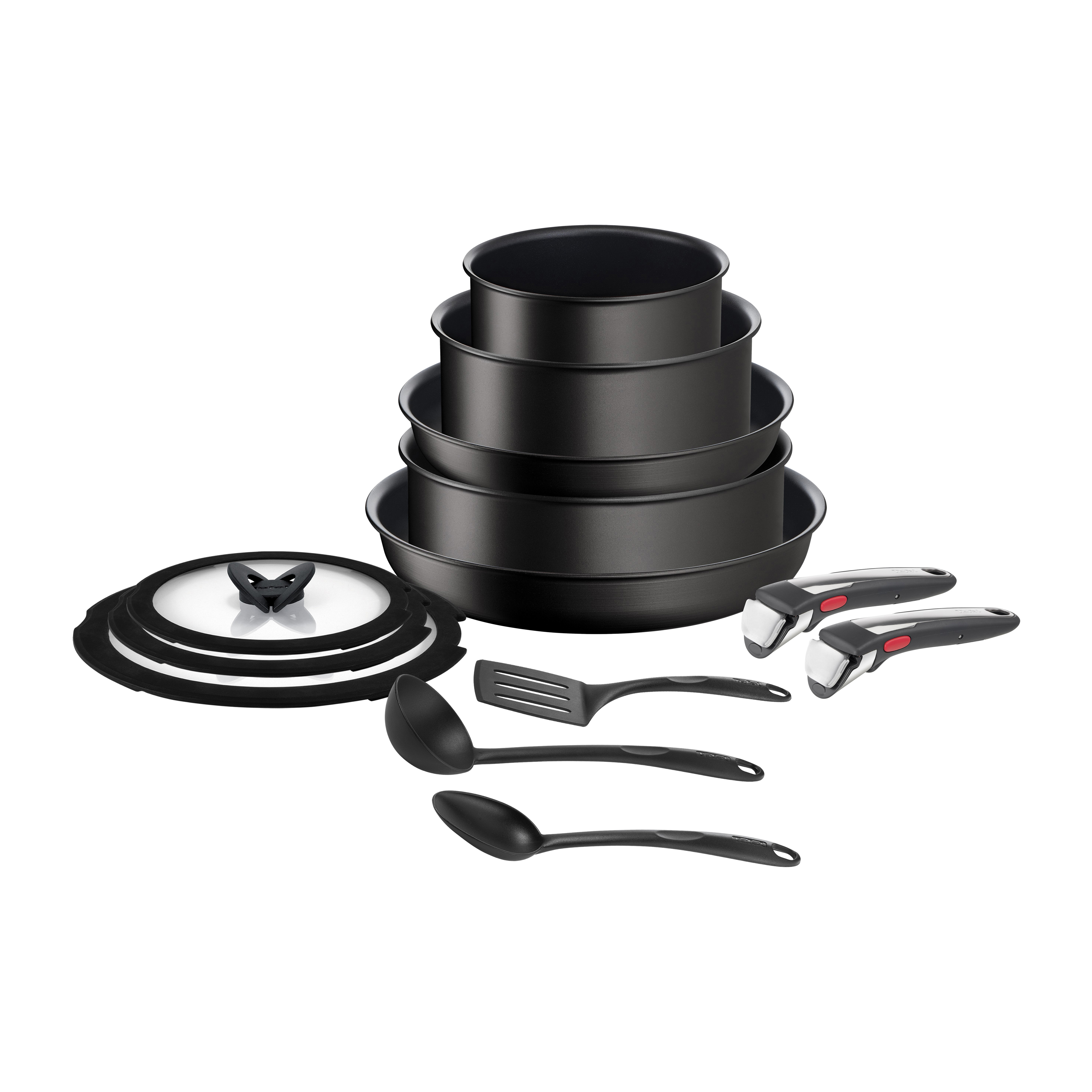 Tefal Ingenio Unlimited On 3 Piece Set, Frying Pan Set, Stackable,  Induction, Easy Cleaning, Non-Stick Coating, Heat Indicator, Black, L39591