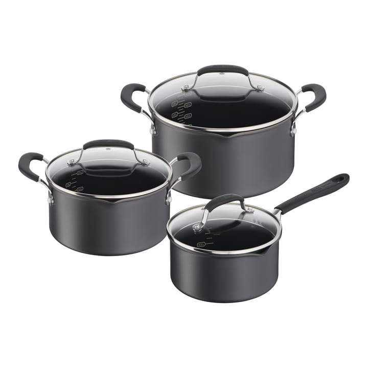 Jamie Oliver Quick & Easy sauce pan set 6 pieces - Hard anodised aluminum - Tefal
