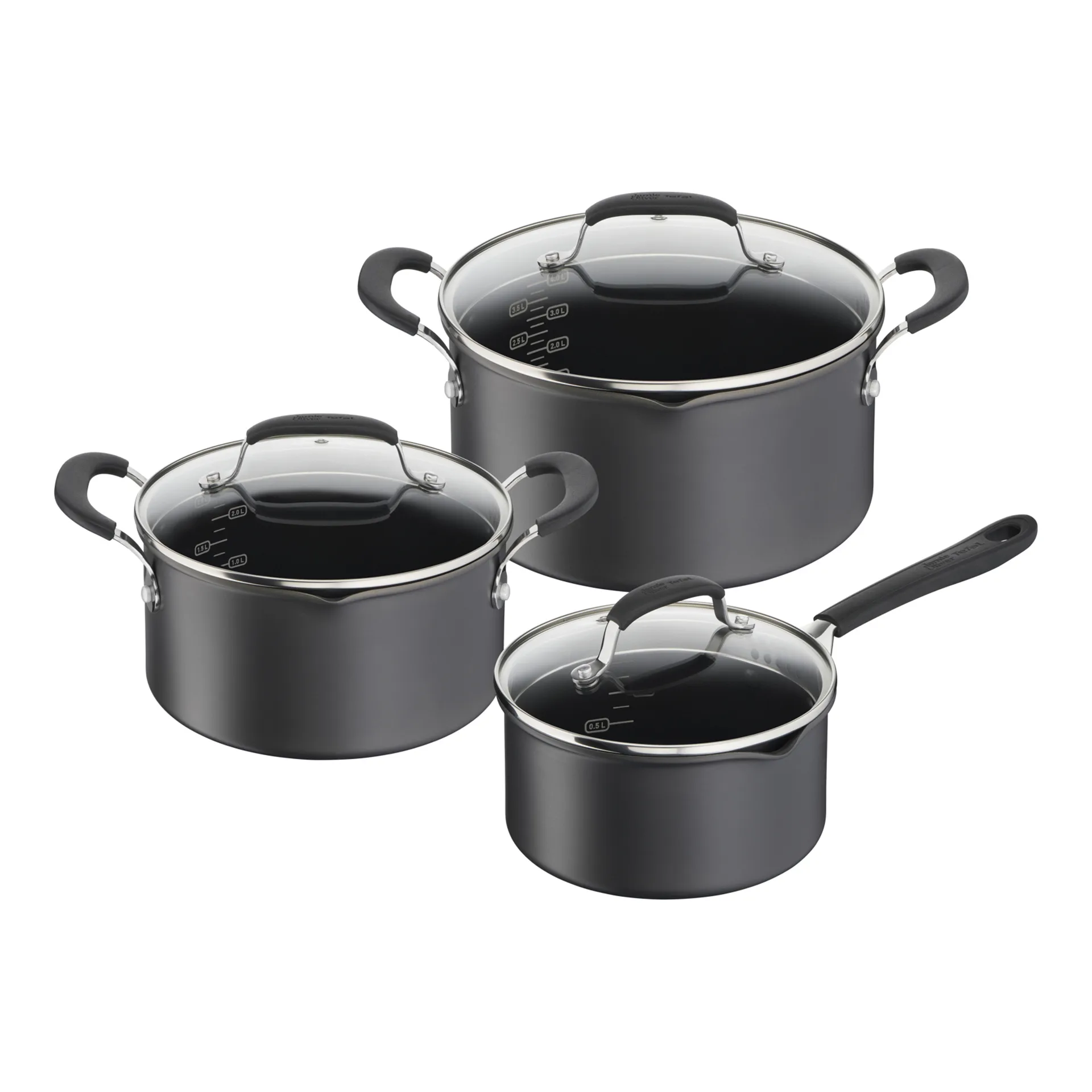 Jamie Oliver Quick & Easy sauce pan set 6 pieces, Hard anodised aluminum Tefal