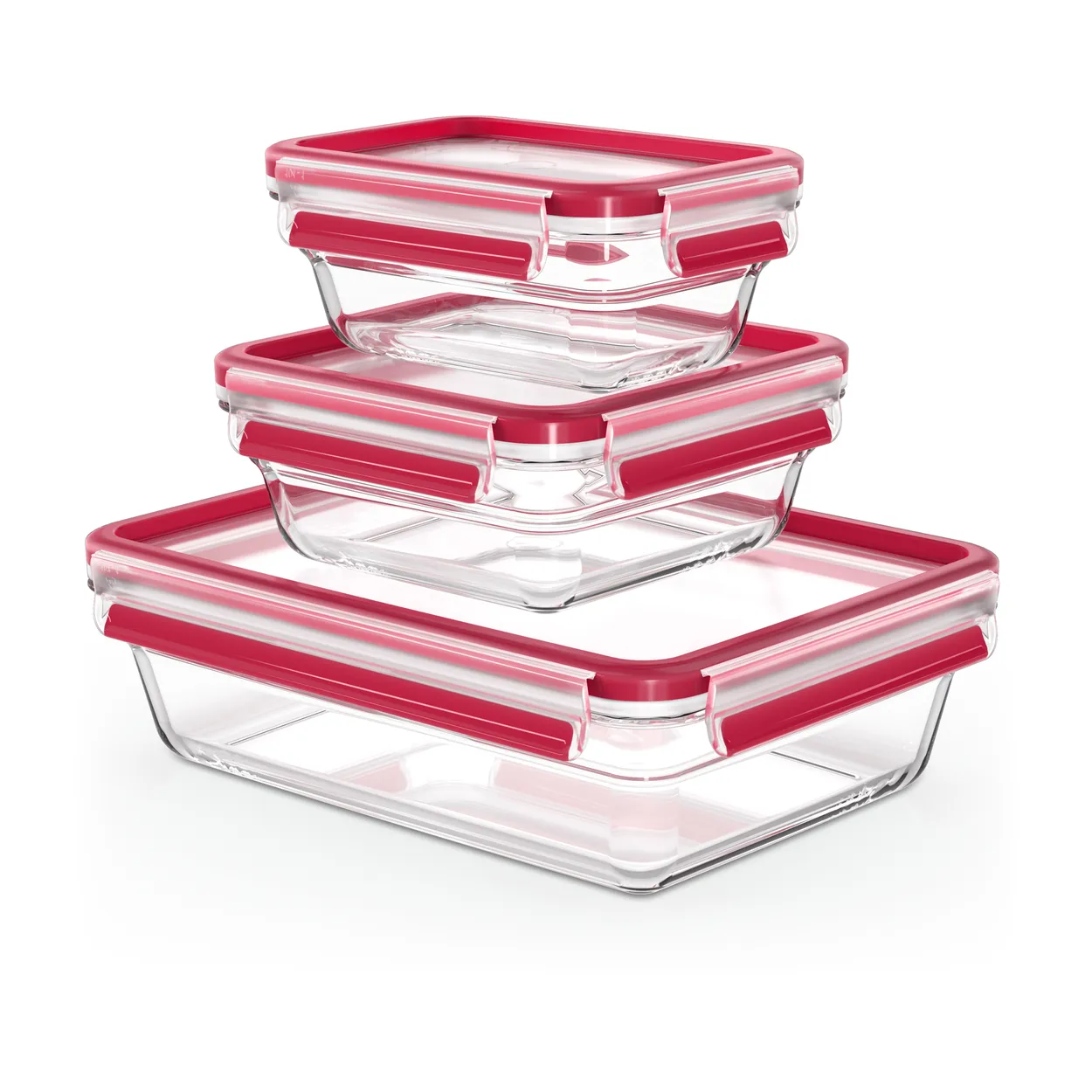 Tefal MasterSeal Glass lunch box 3-pack Red | Scandinavian Design | Lunch boxes & food containers | Red