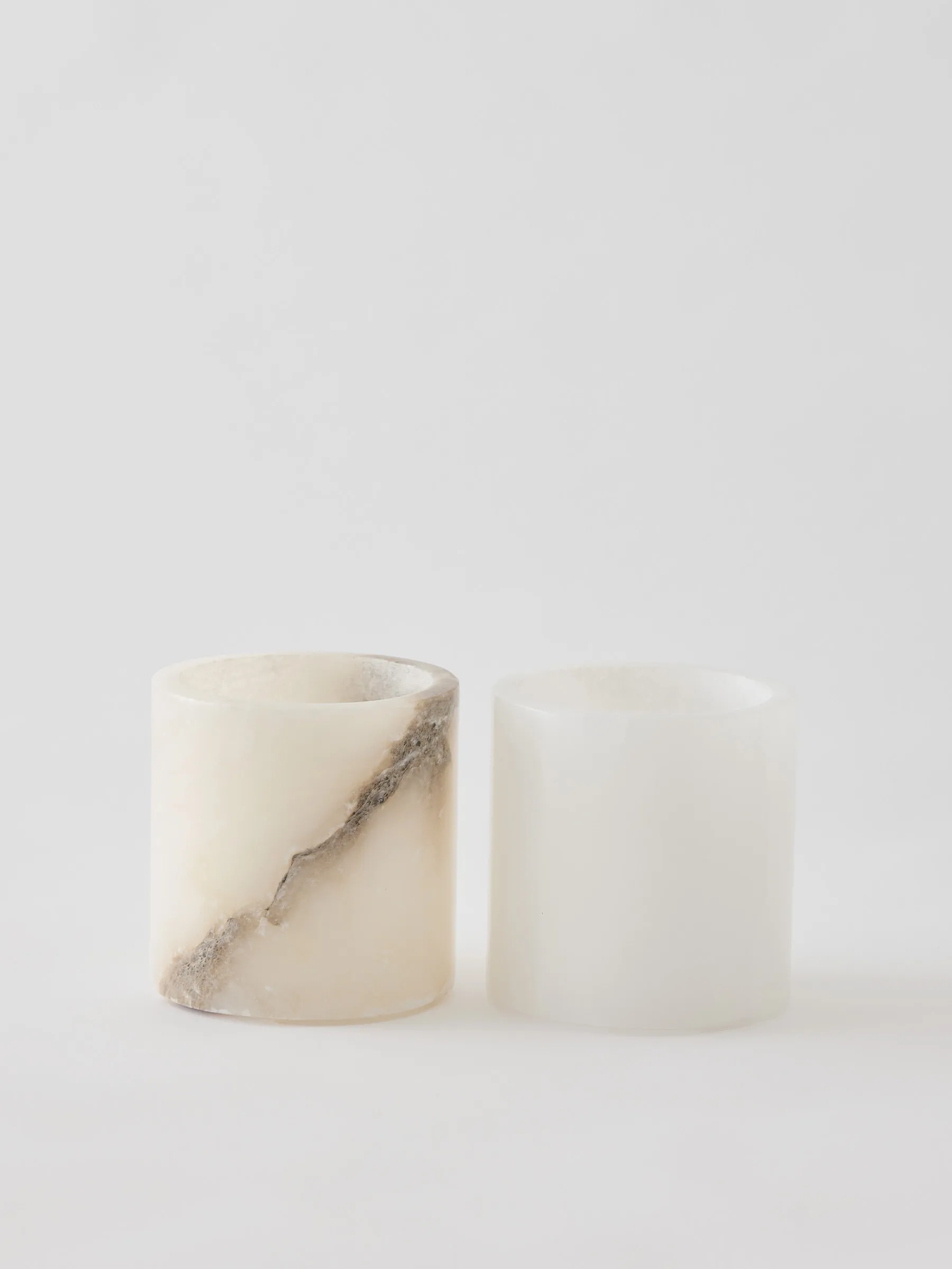 Alabaster candle holder, White-beige, M 14 cm Tell Me More