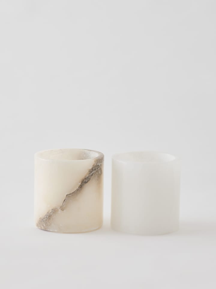 Alabaster candle holder, White-beige, S 10 cm Tell Me More