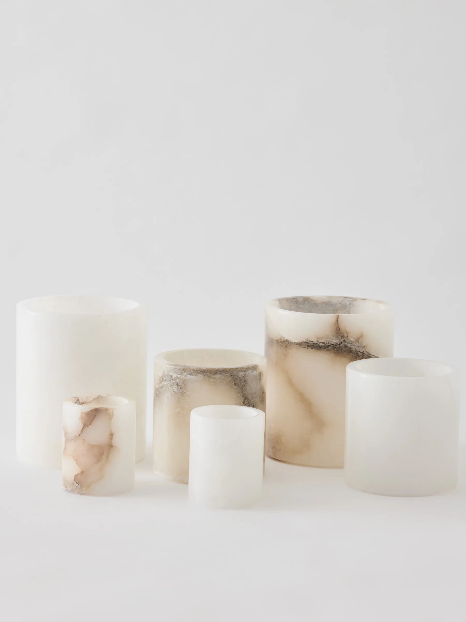 Alabaster candle holder, White-beige, S 10 cm Tell Me More