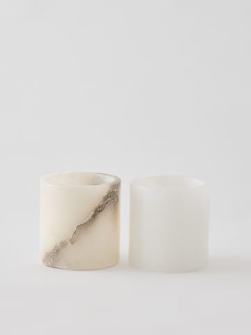 Alabaster candle holder - White-beige, XS 7.5 cm - Tell Me More