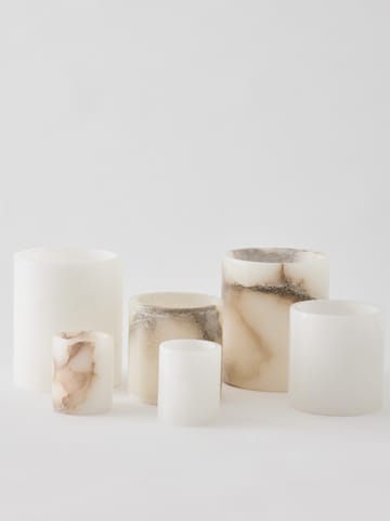 Alabaster candle holder - White-beige, XS 7.5 cm - Tell Me More