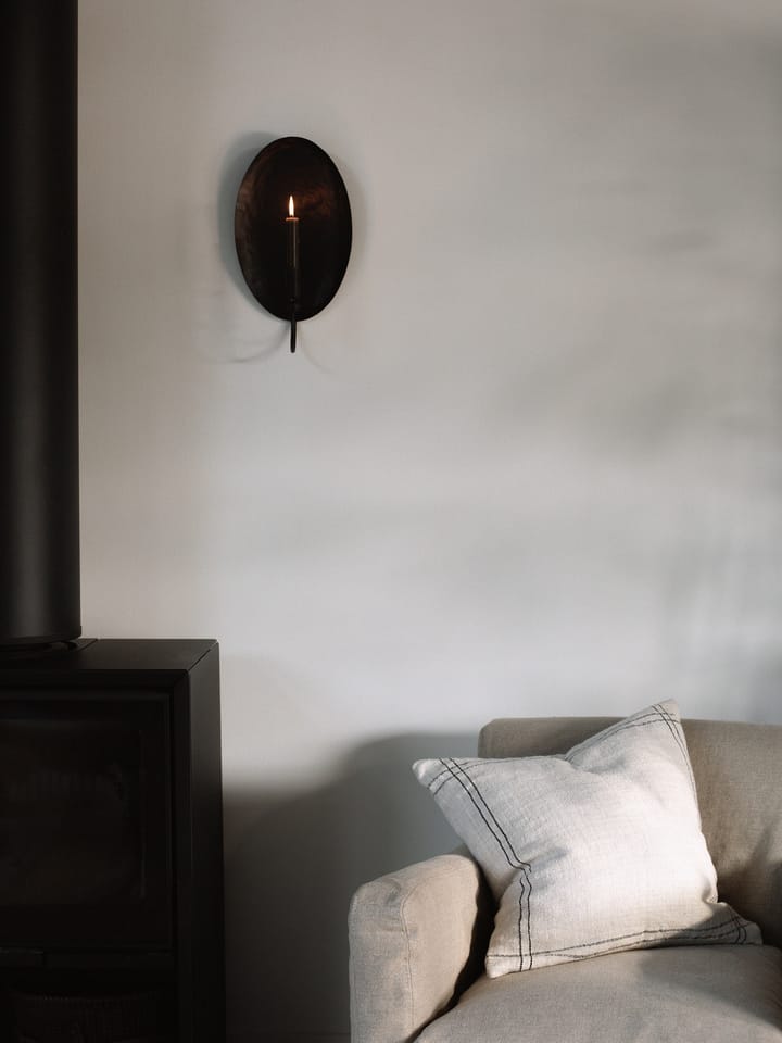 Boule wall candle holder with backplate, Black Tell Me More