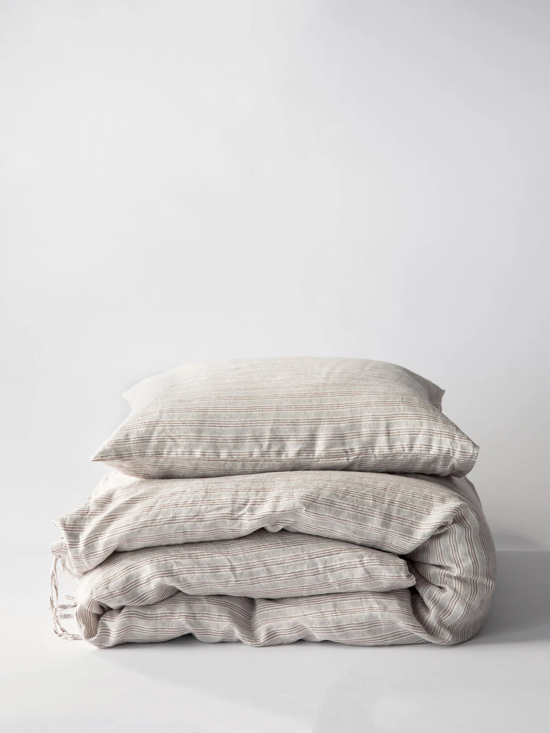 Duvet cover linen 150x200 cm, Hazelnut stripe Tell Me More