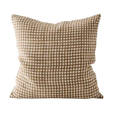 Edith cushion cover - Block print brown, 50x50 cm - Tell Me More