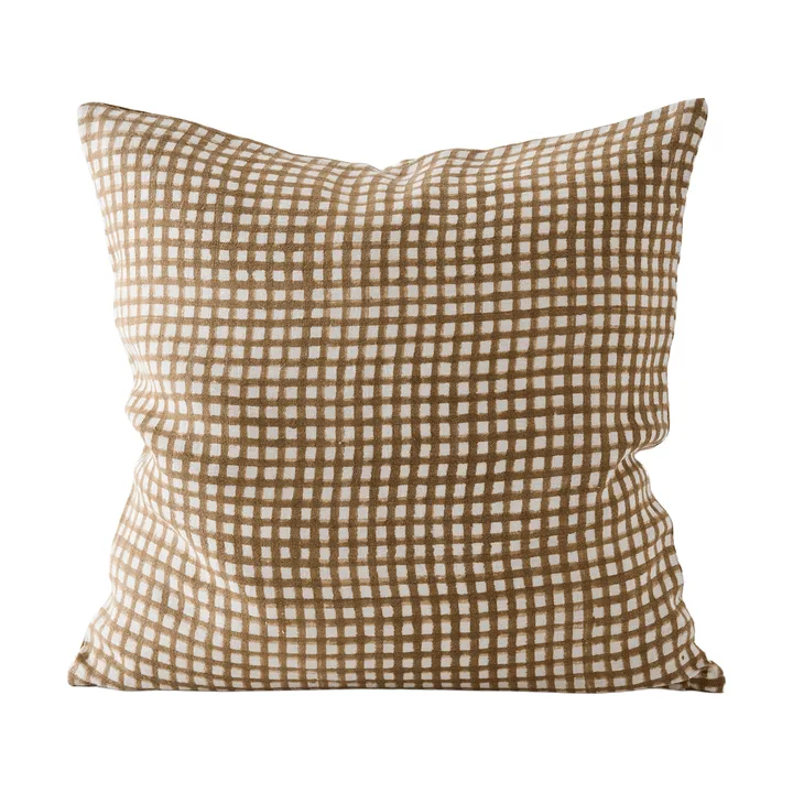 Edith cushion cover - Block print brown, 50x50 cm - Tell Me More