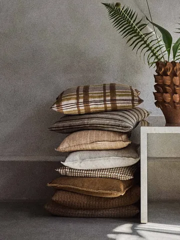 Edith cushion cover - Block print brown, 50x50 cm - Tell Me More