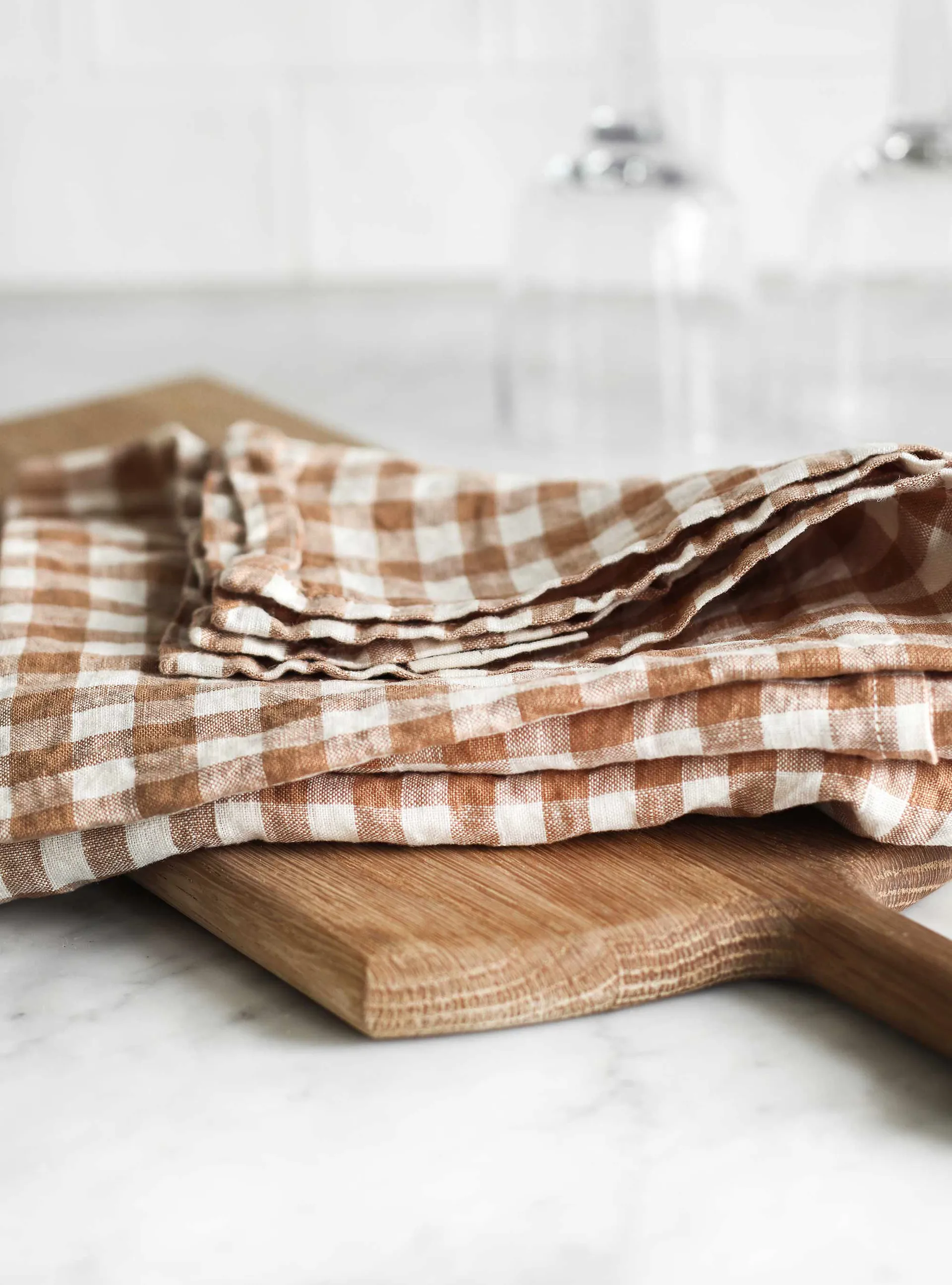 Gingham checkered kitchen towel 70x50 cm, Biscuit Tell Me More