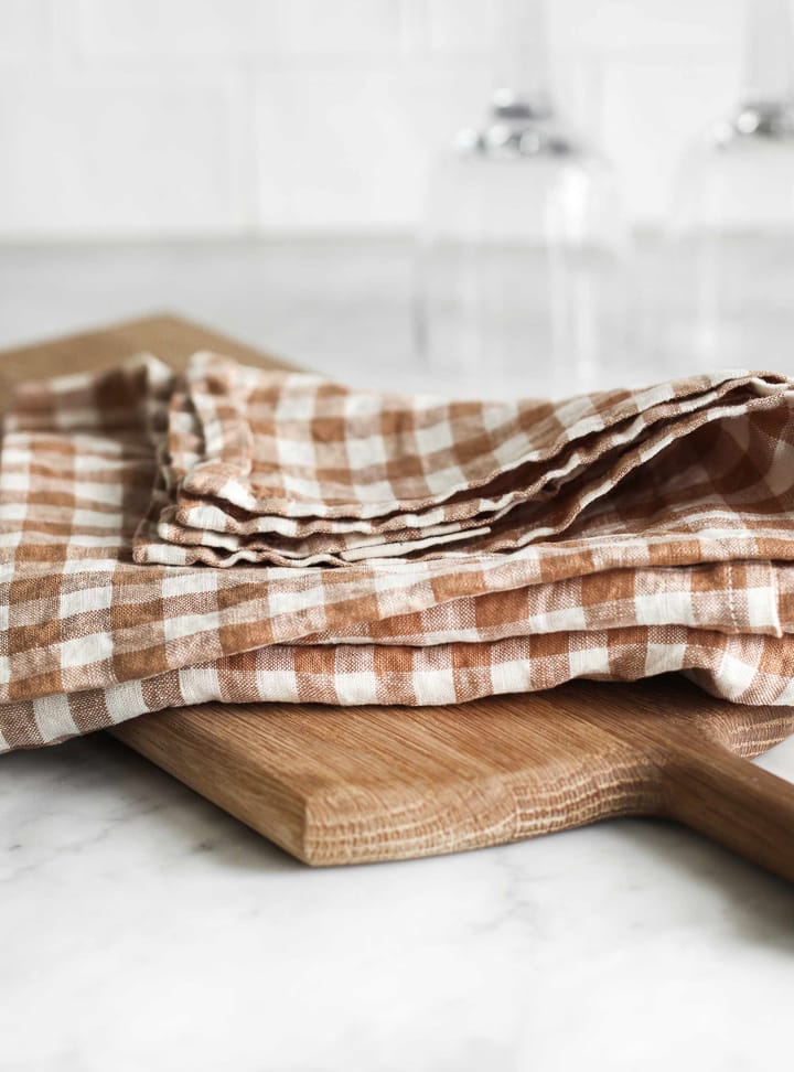 Gingham checkered kitchen towel 70x50 cm - Biscuit - Tell Me More