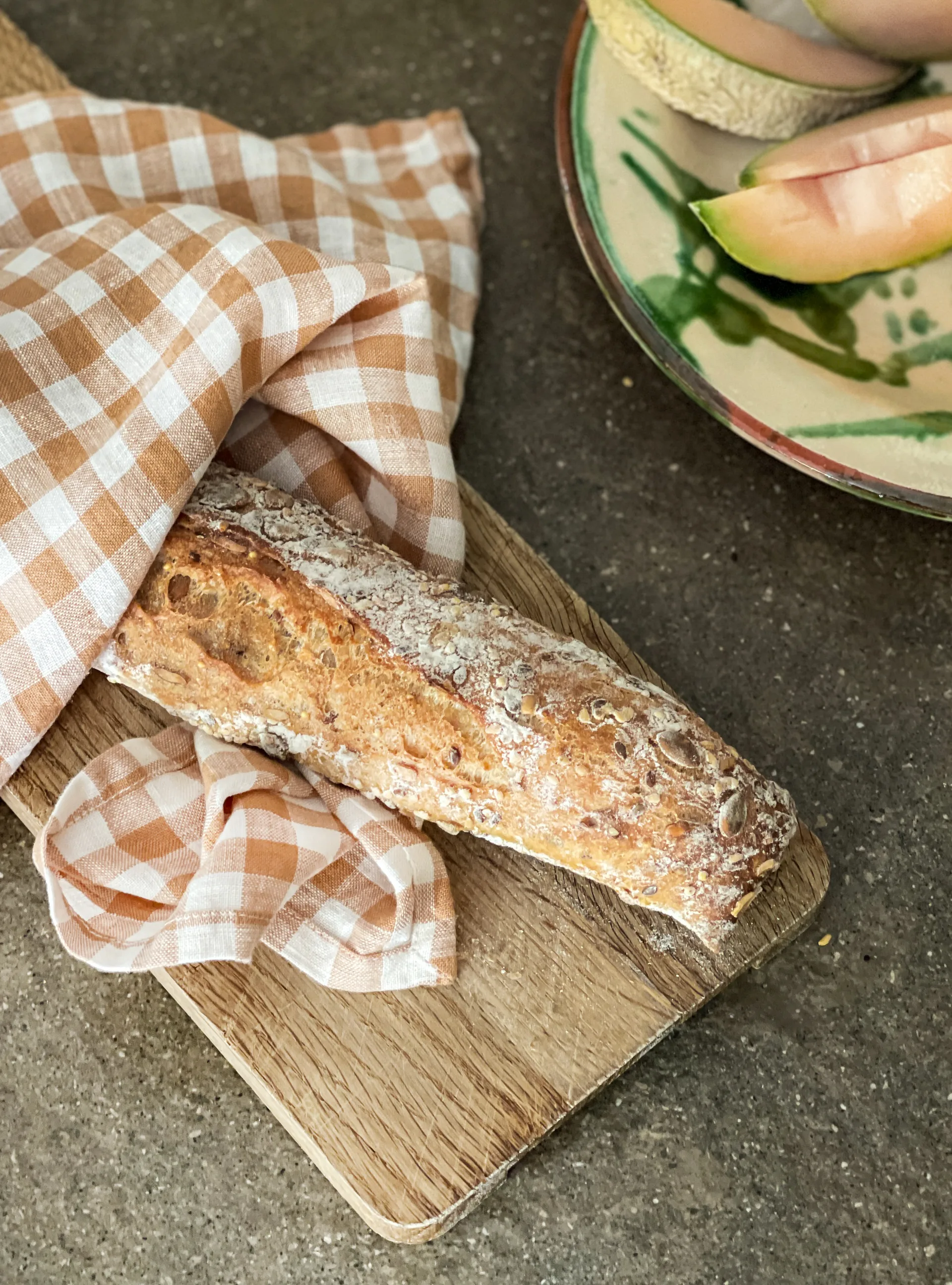 Gingham checkered kitchen towel 70x50 cm, Biscuit Tell Me More