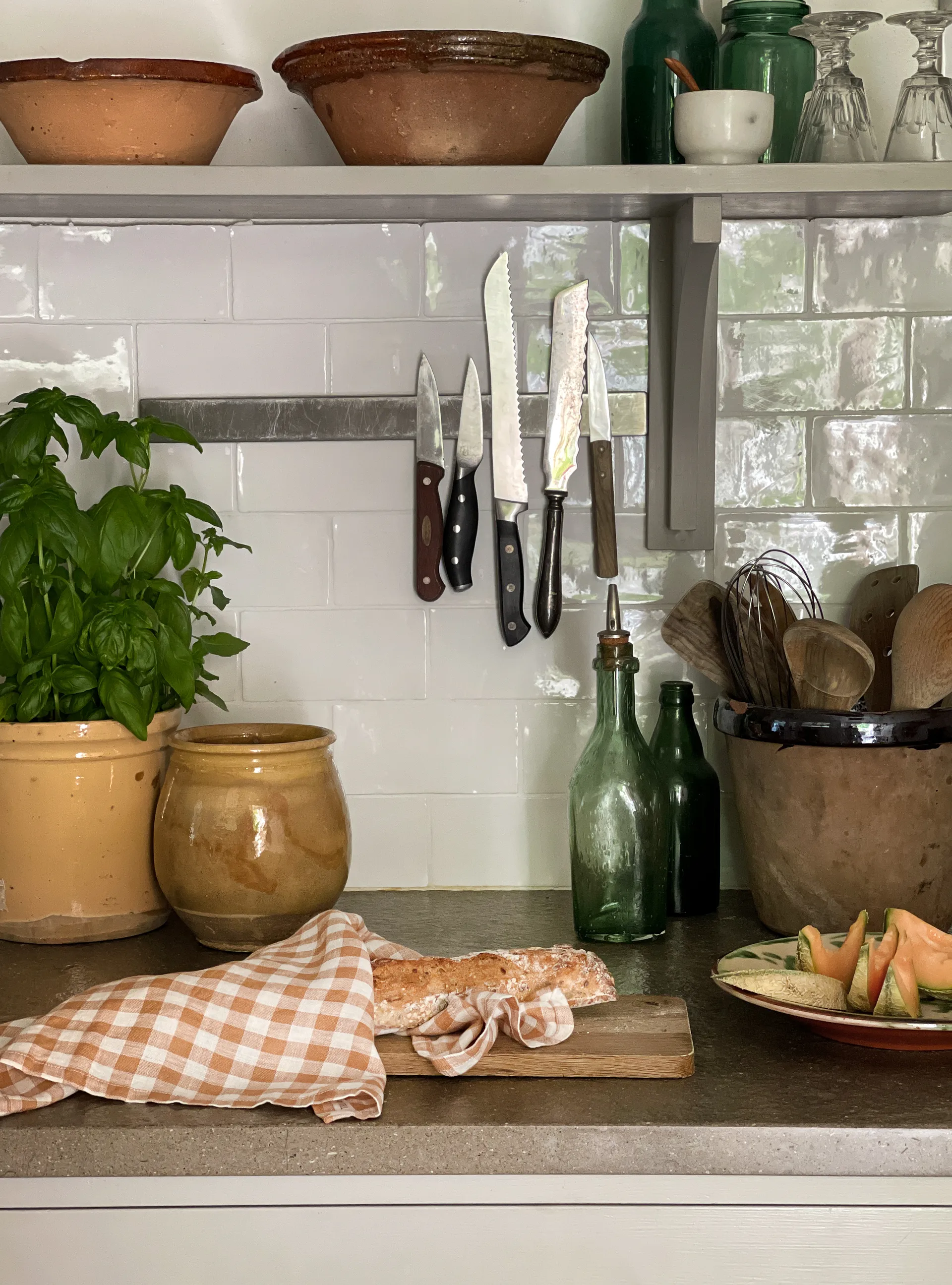 Gingham checkered kitchen towel 70x50 cm, Biscuit Tell Me More