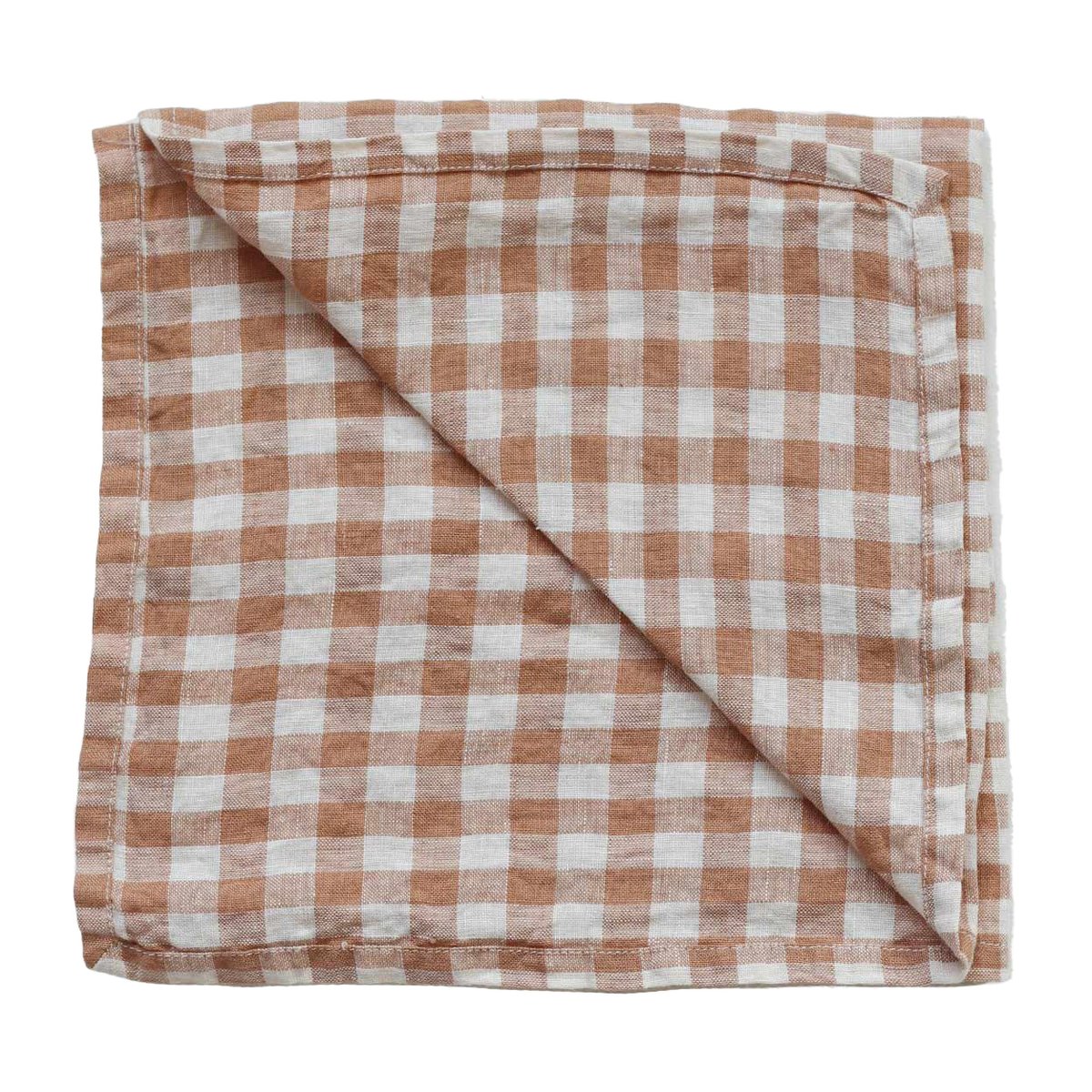 Tell Me More Gingham checkered linen napkin 45x45 cm Biscuit