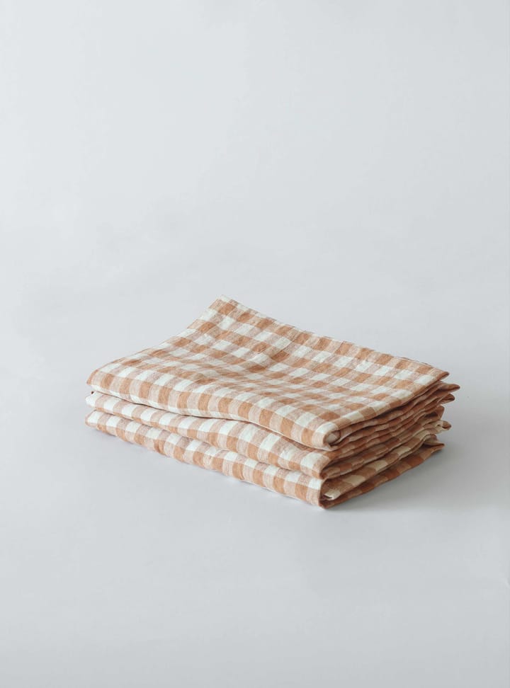 Gingham checkered linen napkin 45x45 cm - Biscuit - Tell Me More