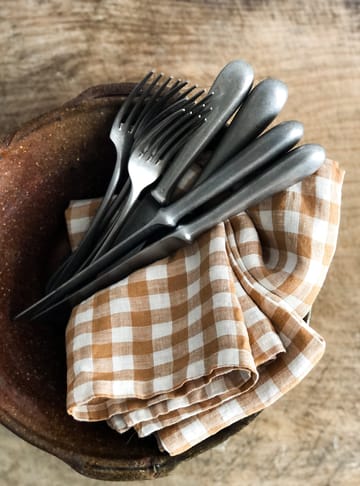 Gingham checkered linen napkin 45x45 cm - Biscuit - Tell Me More