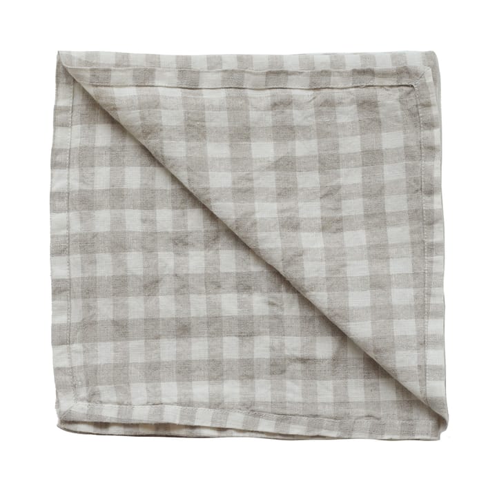 Gingham checkered linen napkin 45x45 cm - Natural - Tell Me More
