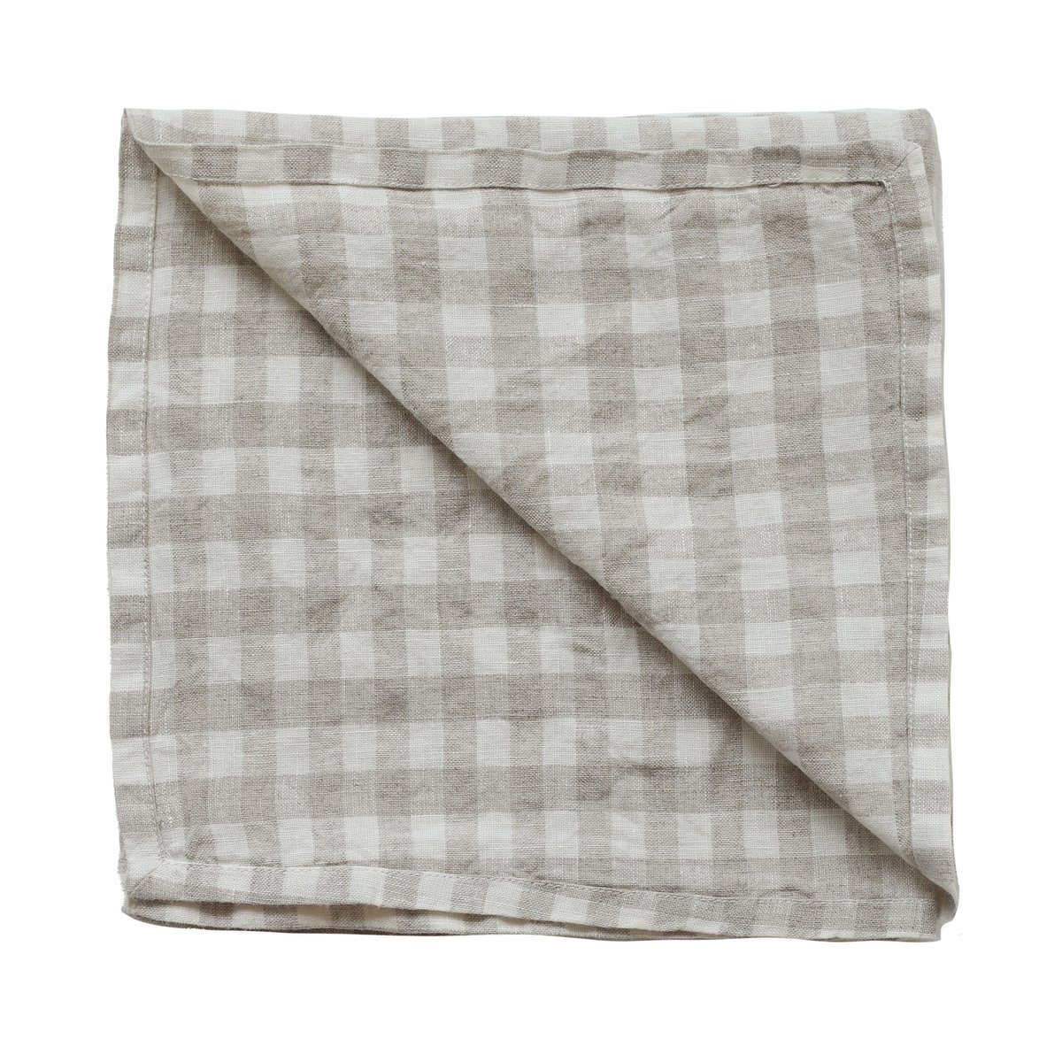 Tell Me More Gingham checkered linen napkin 45x45 cm Natural