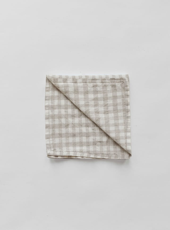 Gingham checkered linen napkin 45x45 cm - Natural - Tell Me More