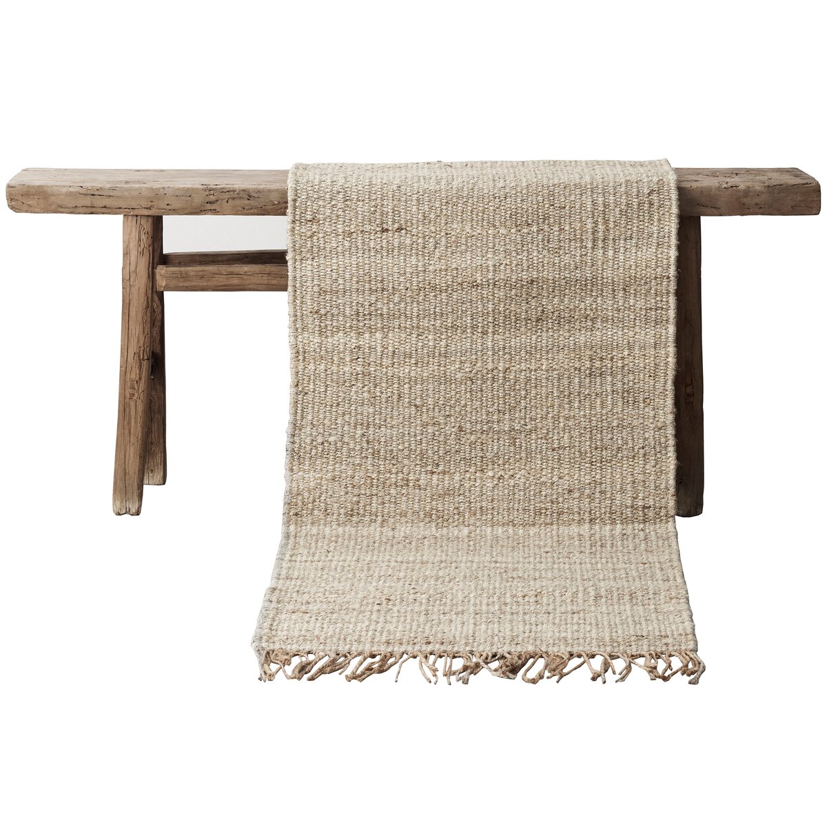 Tell Me More Hemp rug bleached (beige) 80x150 cm | Scandinavian Design | Woven cotton rugs | Beige