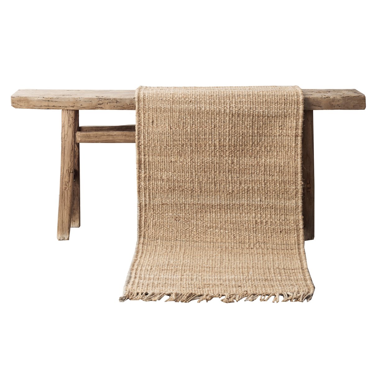 Tell Me More Hemp rug natural 80x200 cm | Scandinavian Design | Woven cotton rugs | Beige