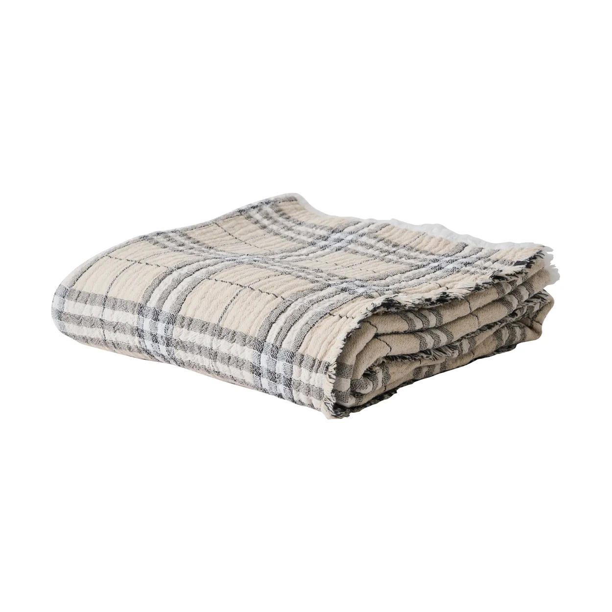 Tell Me More Milton cotton throw 140x200 cm Beige-white-dark grey
