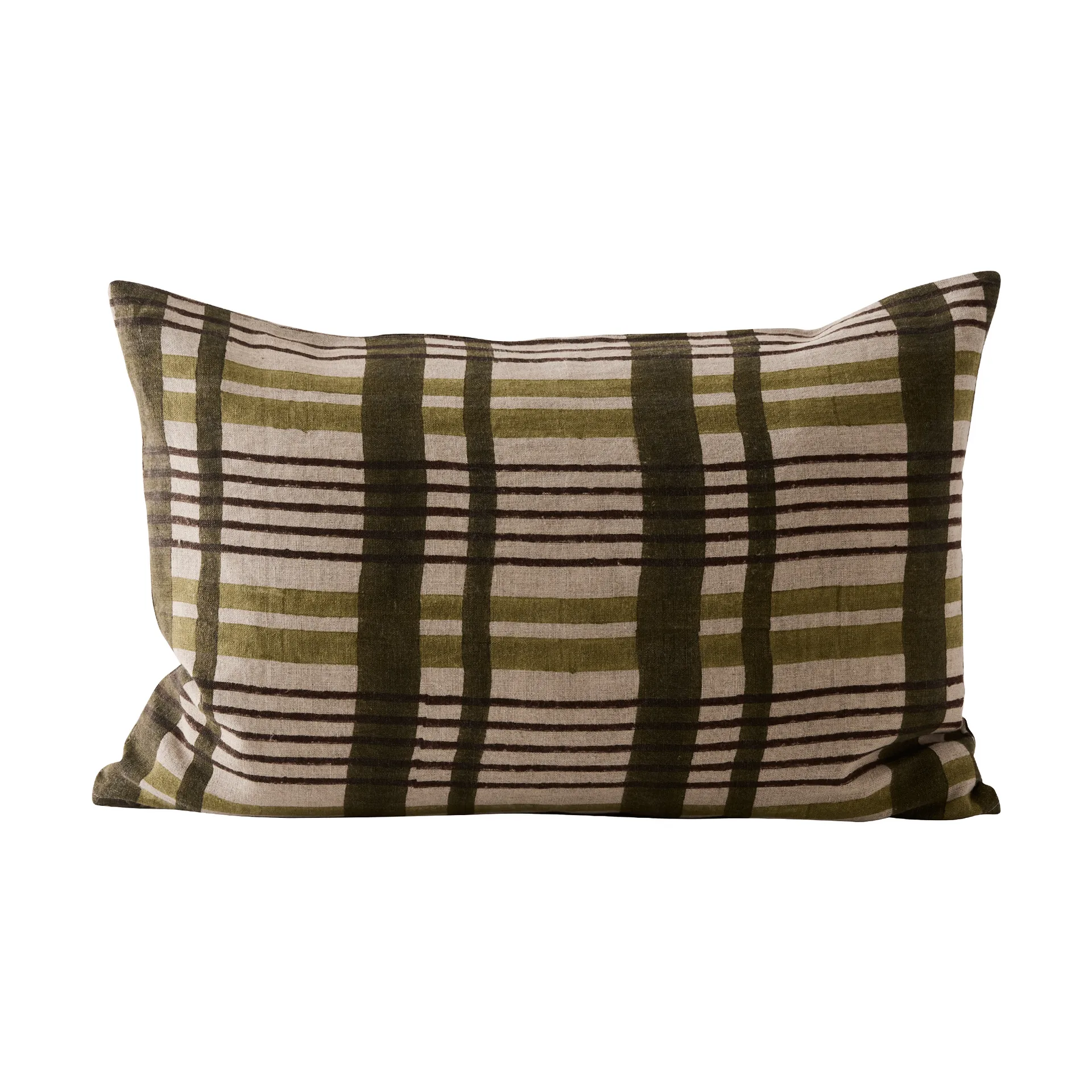 Nico cushion cover, Block print green, 40x60 cm Tell Me More