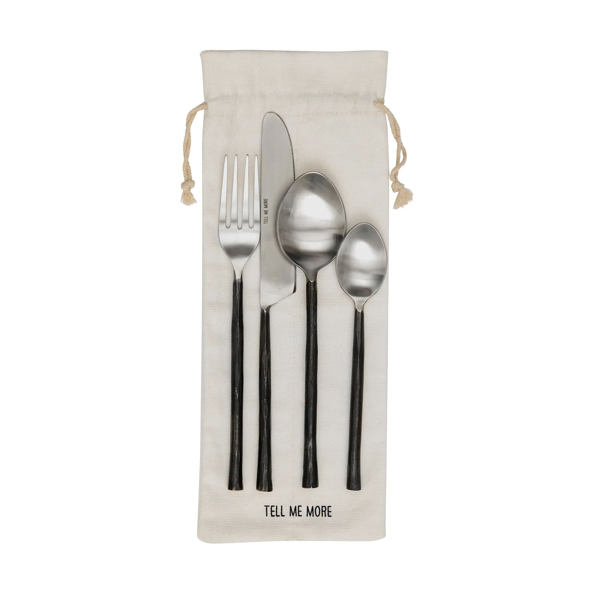 Steel cutlery set 4 pieces, Polished steel Tell Me More