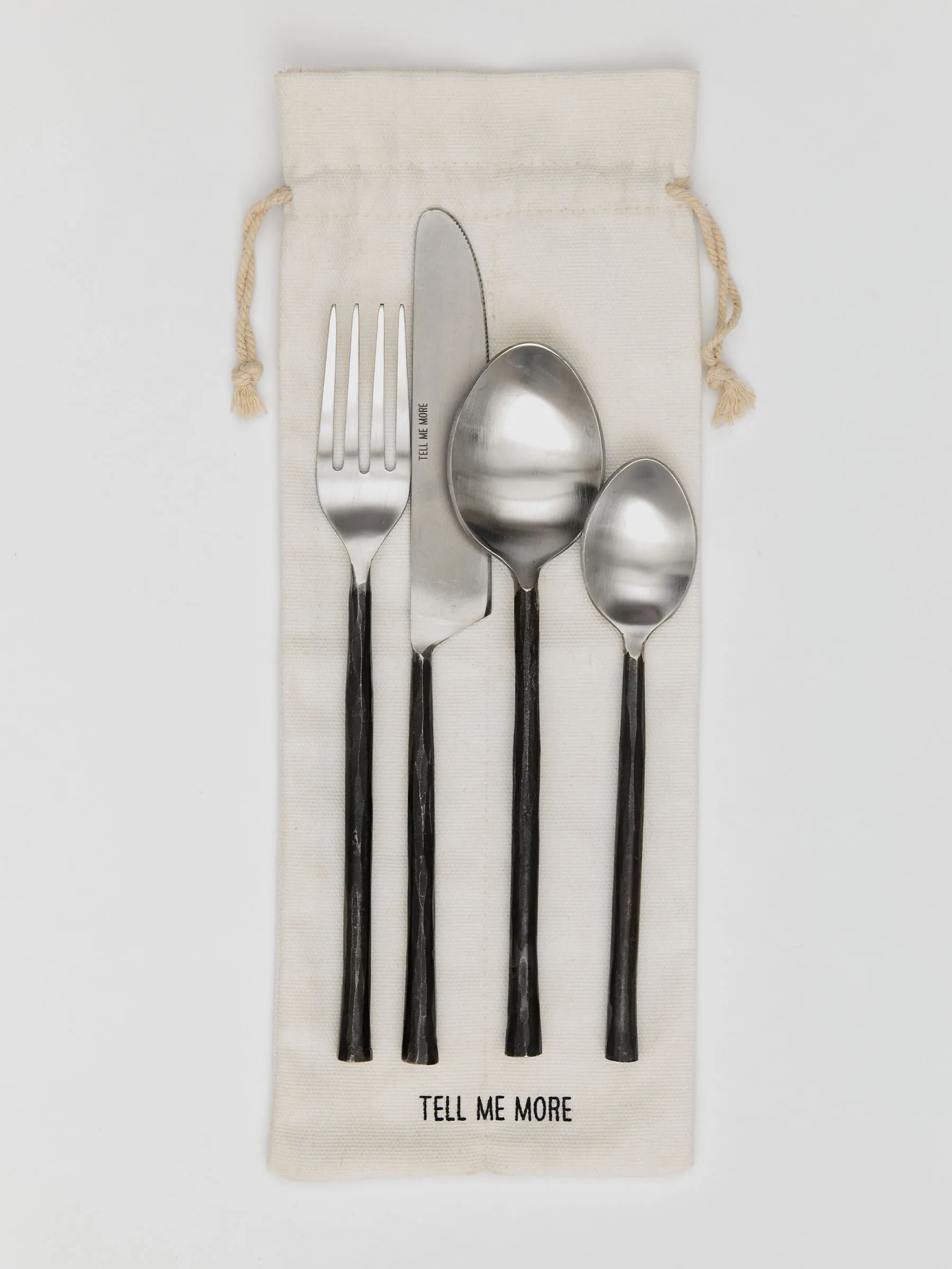 Steel cutlery set 4 pieces, Polished steel Tell Me More