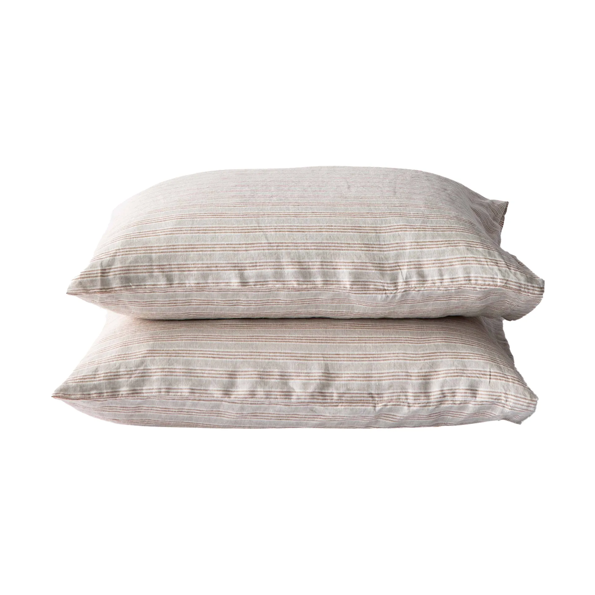 Stonewashed linen pillowcase 50x60 cm 2-pack, Hazelnut stripe Tell Me More