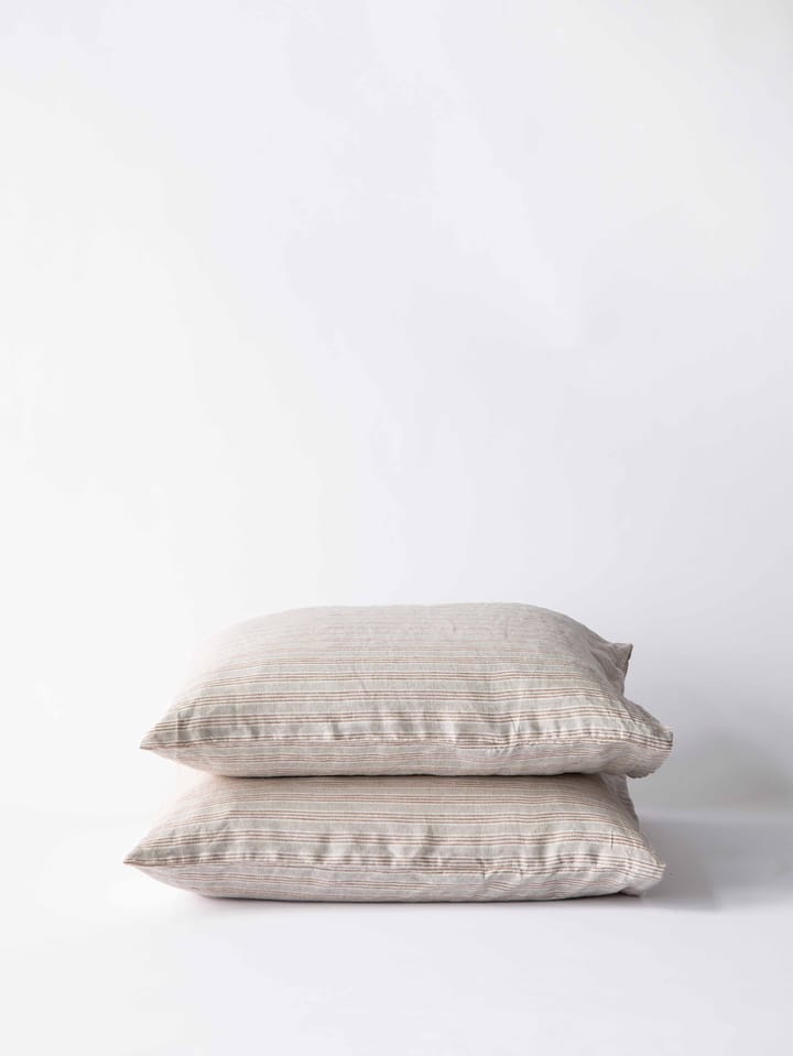 Stonewashed linen pillowcase 50x60 cm 2-pack - Hazelnut stripe - Tell Me More