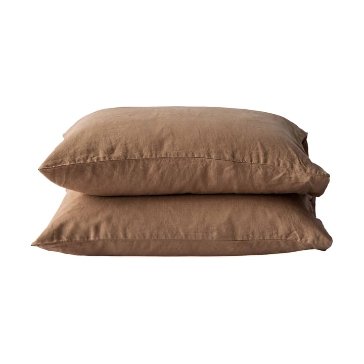 Stonewashed linen pillowcase 50x60 cm 2-pack - Hazelnut - Tell Me More