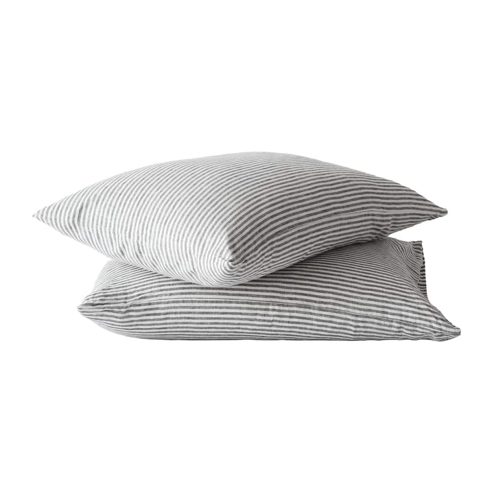 Stonewashed linen pillowcase 50x70 cm 2-pack - Grey-white - Tell Me More
