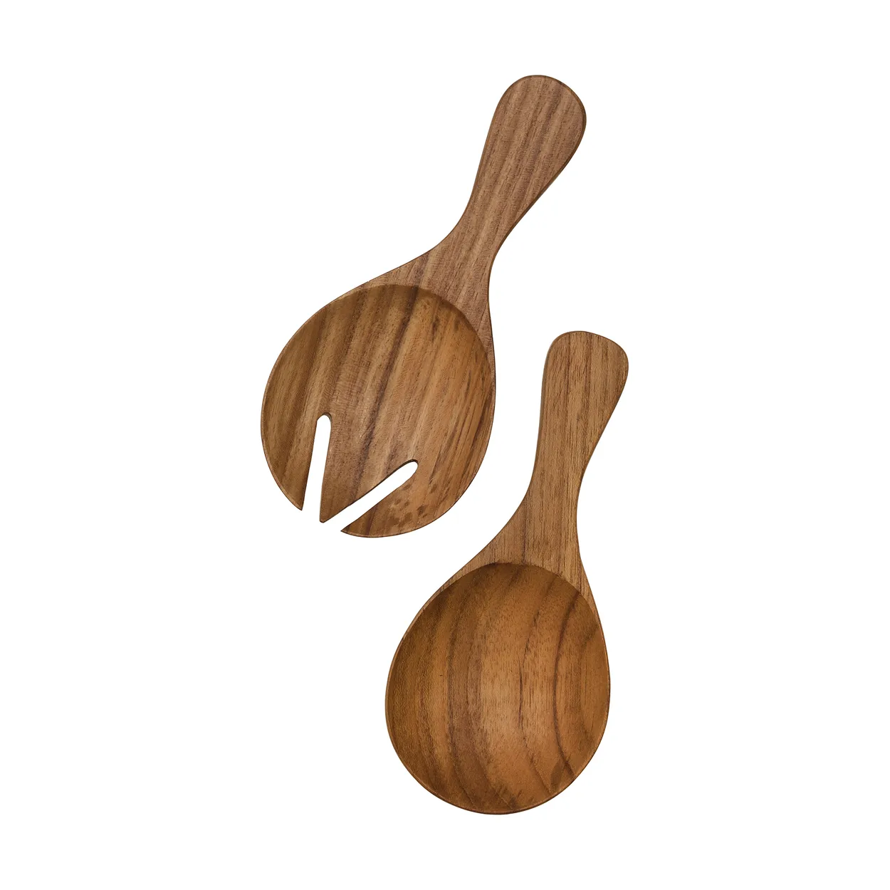 Tell Me More Teak salad servers small 2 pieces Brown