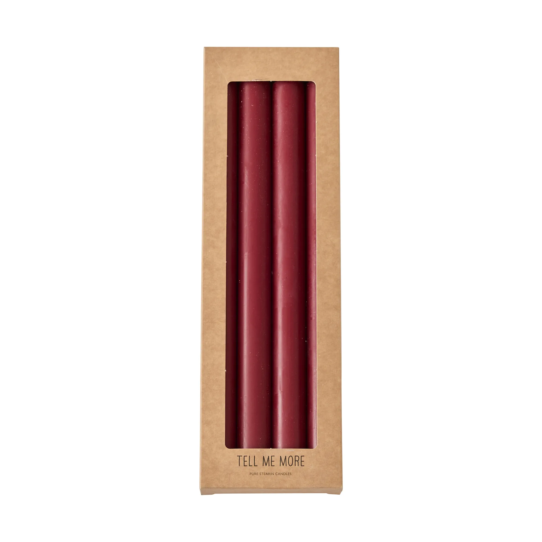 Tell Me More dinner stearin candles 28 cm 4-pack, Dark red Tell Me More