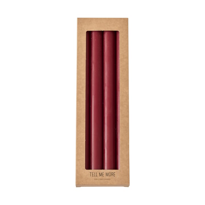 Tell Me More dinner stearin candles 28 cm 4-pack - Dark red - Tell Me More