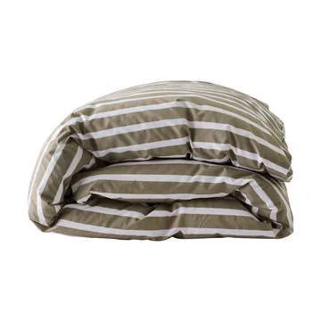 Tell Me More striped duvet cover cotton - Olive, 220x220 cm - Tell Me More